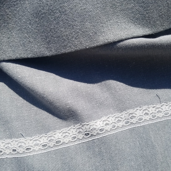 VTG Overall Dress Gray Floral Embroidered S M - Picture 7 of 12